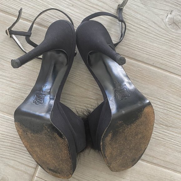 Dolce & Gabbana Black Mink Stiletto Sandals - Picture 3 of 4